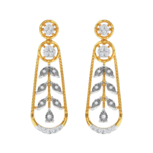Vintage Leaf Drop Earrings – Nature’s Grace in Gold & White