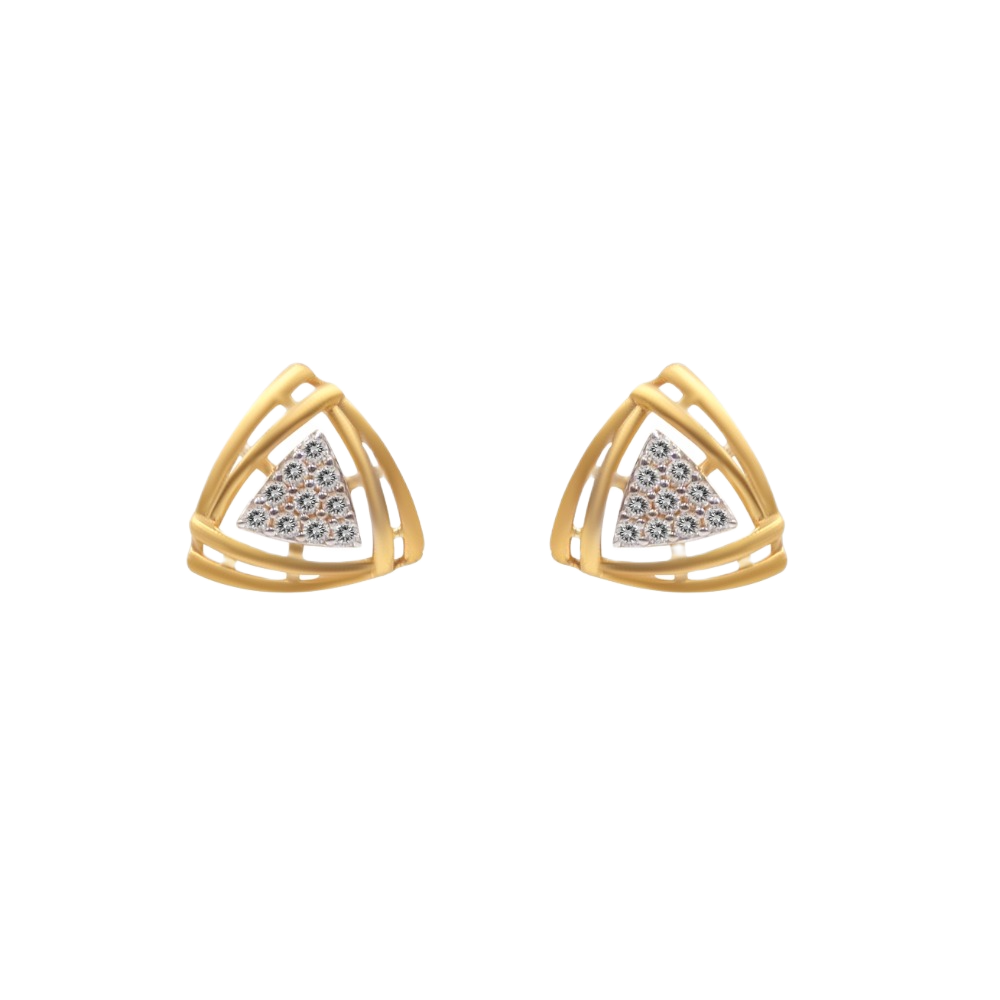 Trinity Spark Studs – Geometric Grace in Gold